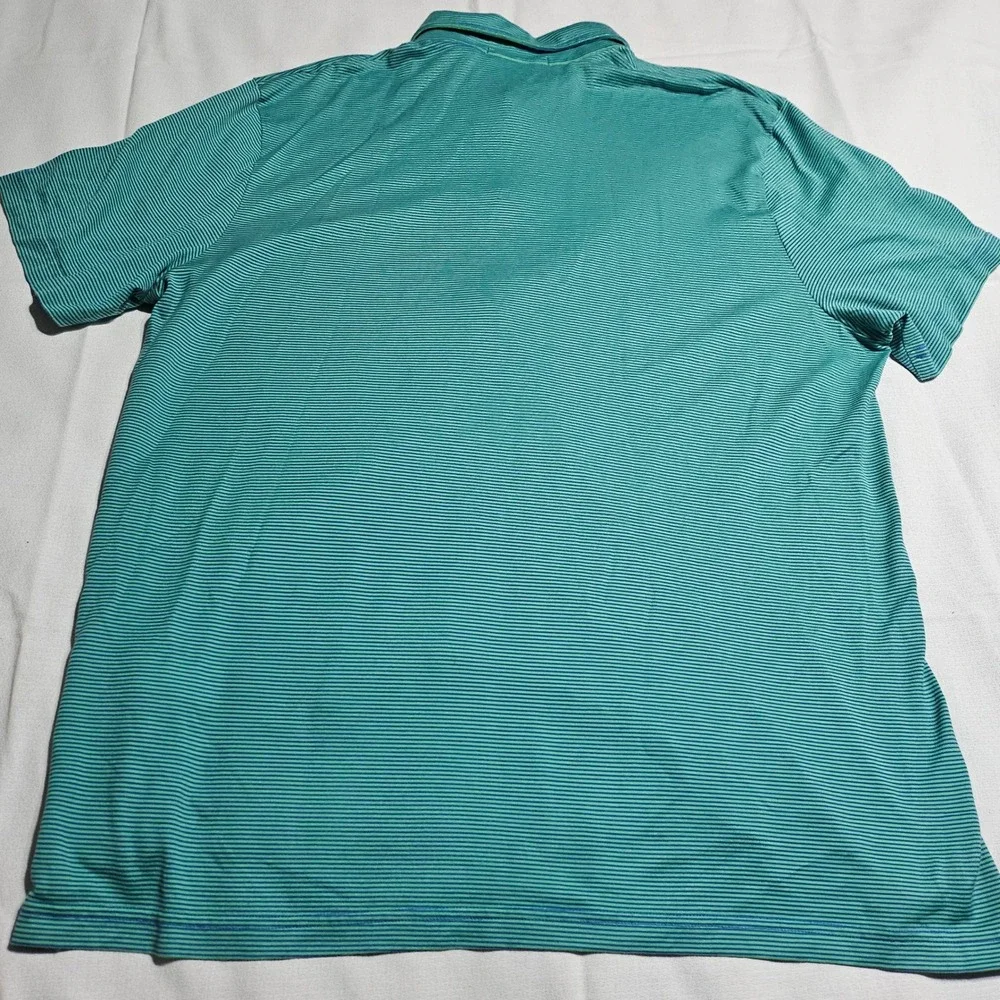 Ralph Lauren Polo Shirt Mens XL Green Blue Striped Short Sleeve Classic Fit Logo